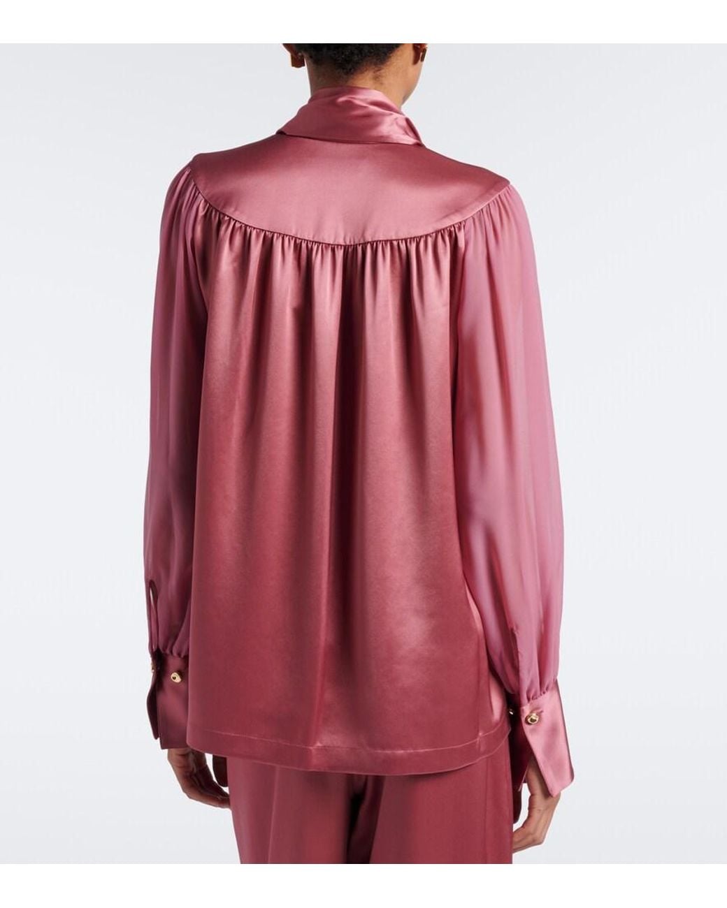 Joseph Red Paula Satin And Chiffon Blouse