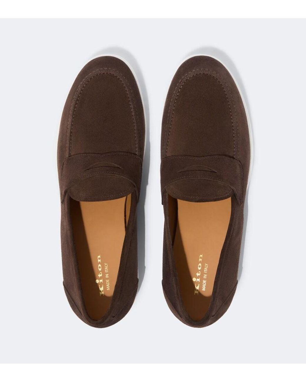 Kiton Brown Suede Penny Loafers for men