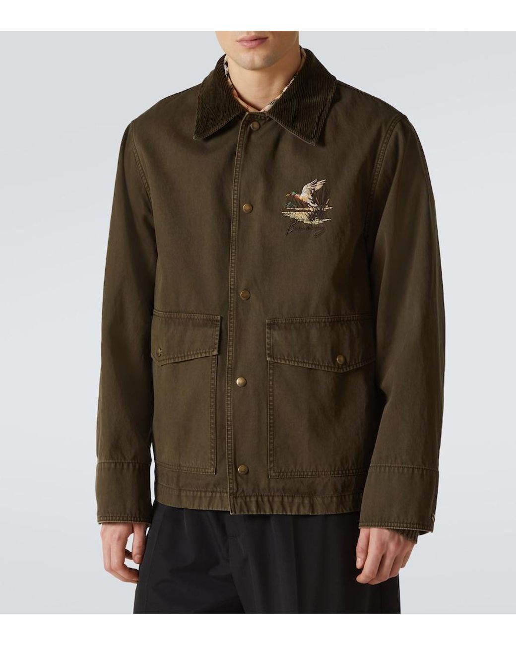 Burberry Green Corduroy-Trimmed Cotton Twill Field Jacket for men