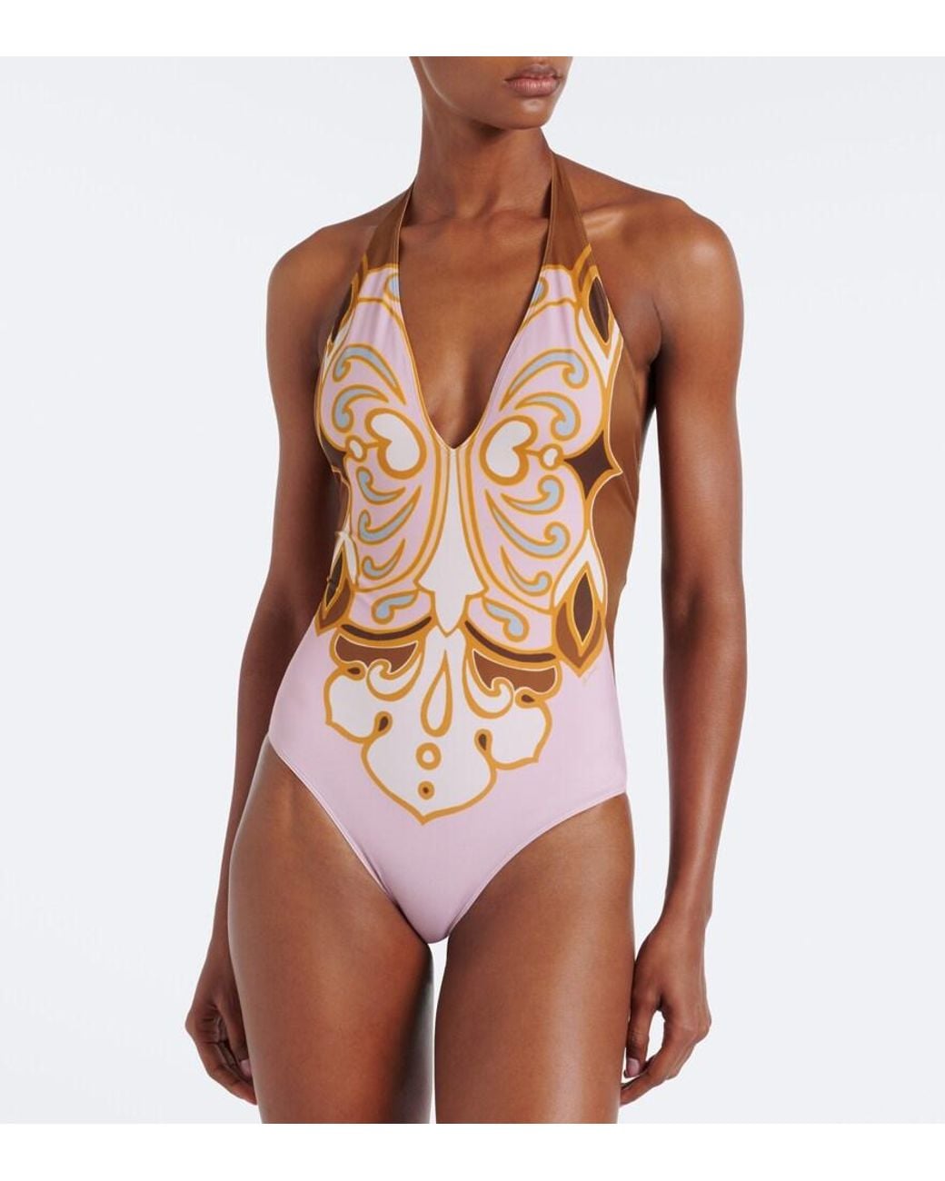 LaDoubleJ Pink Printed Halterneck Swimsuit