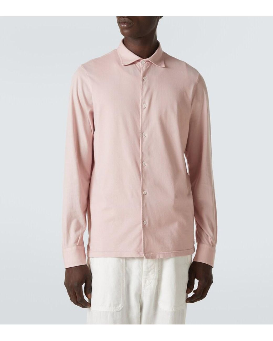 Fedeli Pink Jason Cotton Jersey Shirt for men