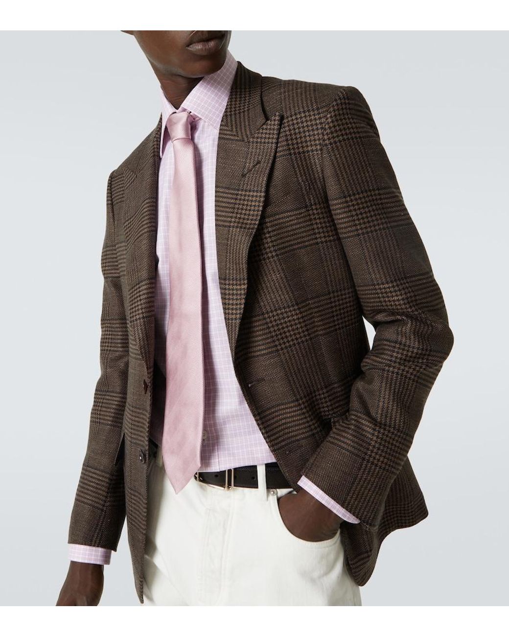 Tom Ford Purple Checked Cotton Poplin Shirt for men