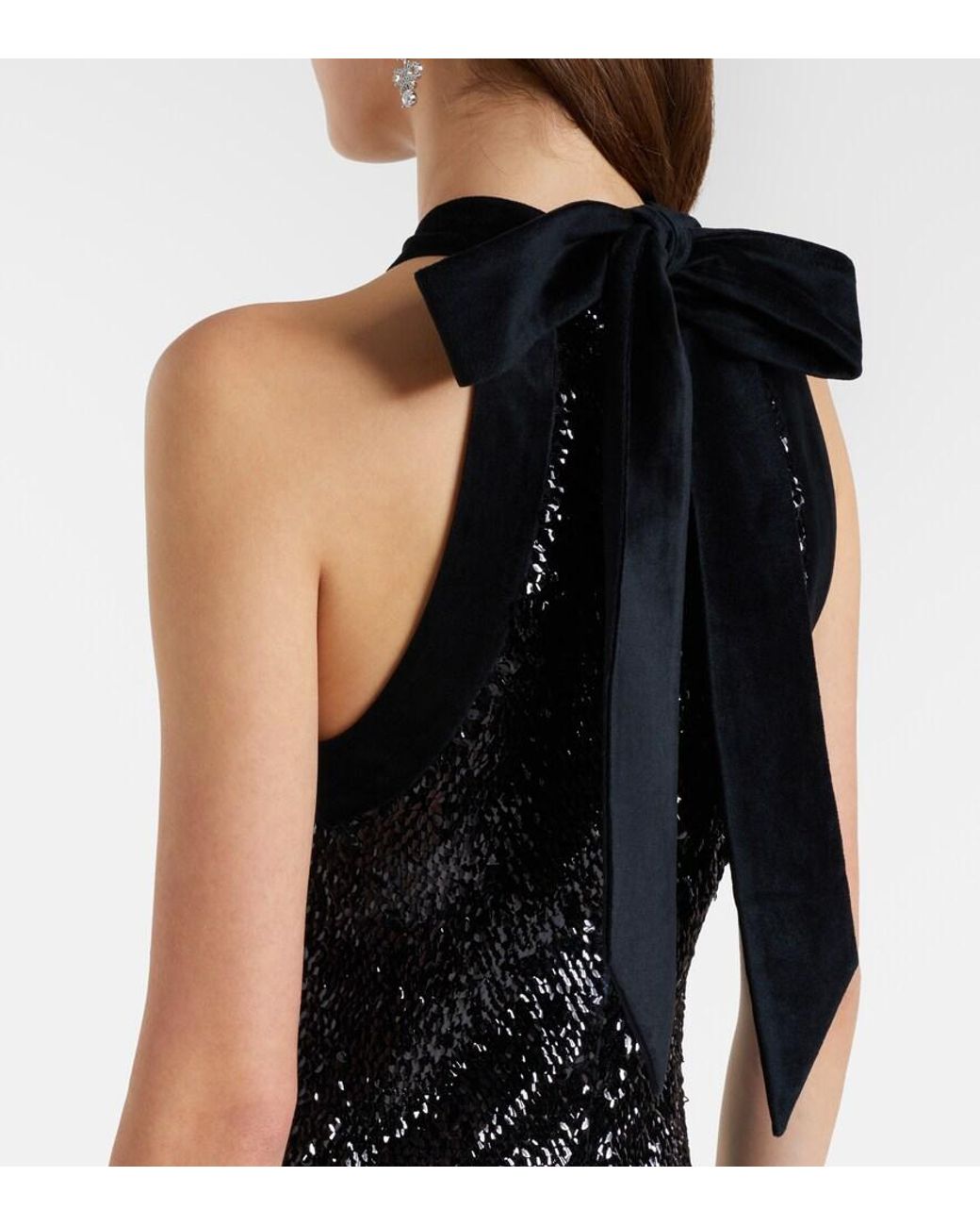 Jonathan Simkhai Black Isla Sequined Halterneck Minidress
