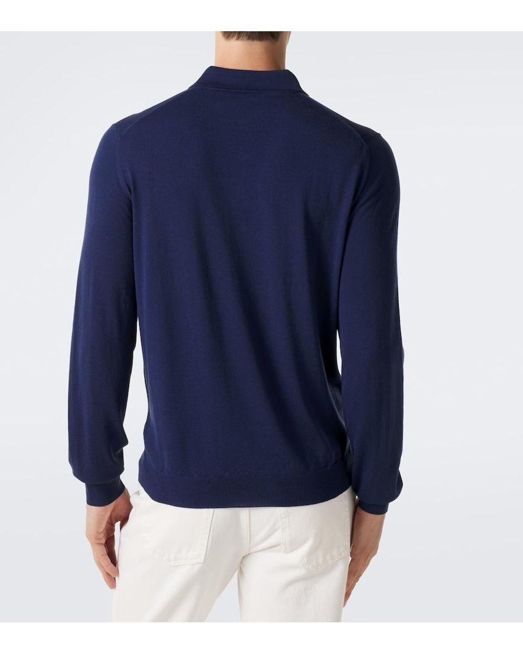 Slowear Blue Wool-Blend Polo Sweater for men