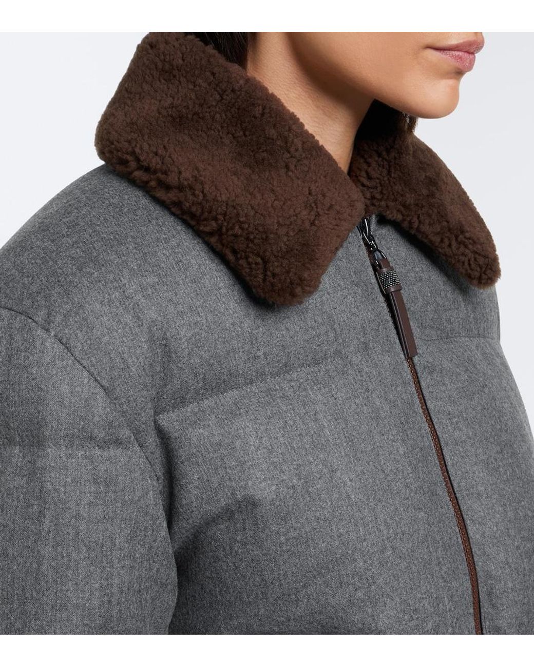 Brunello Cucinelli Gray Monili Virgin Wool Down Jacket