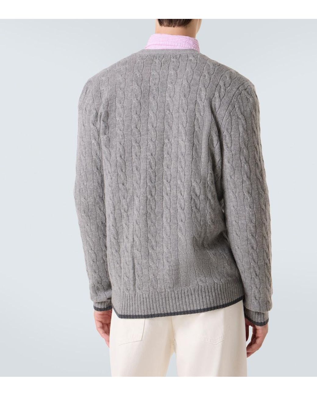 Polo Ralph Lauren Gray Cable-Knit Cashmere Cardigan for men