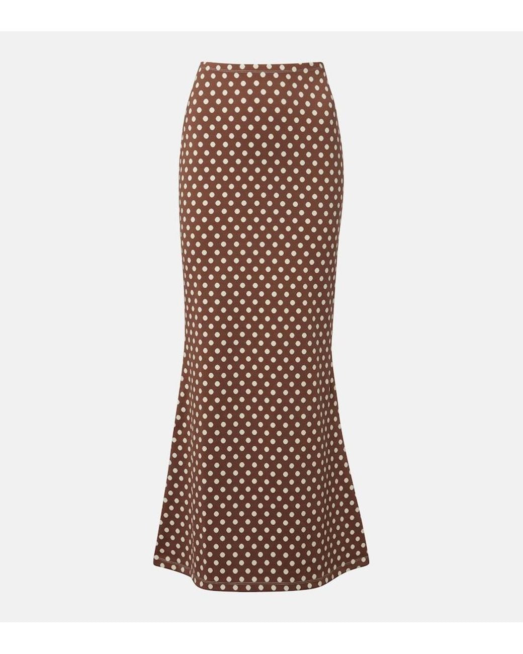 Montce Brown Natalia Polka-Dot Maxi Skirt