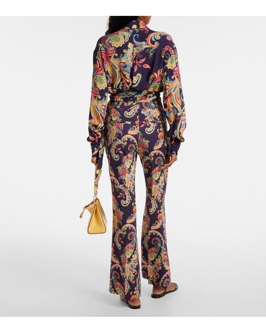 Etro Blue Paisley High-Rise Flared Pants