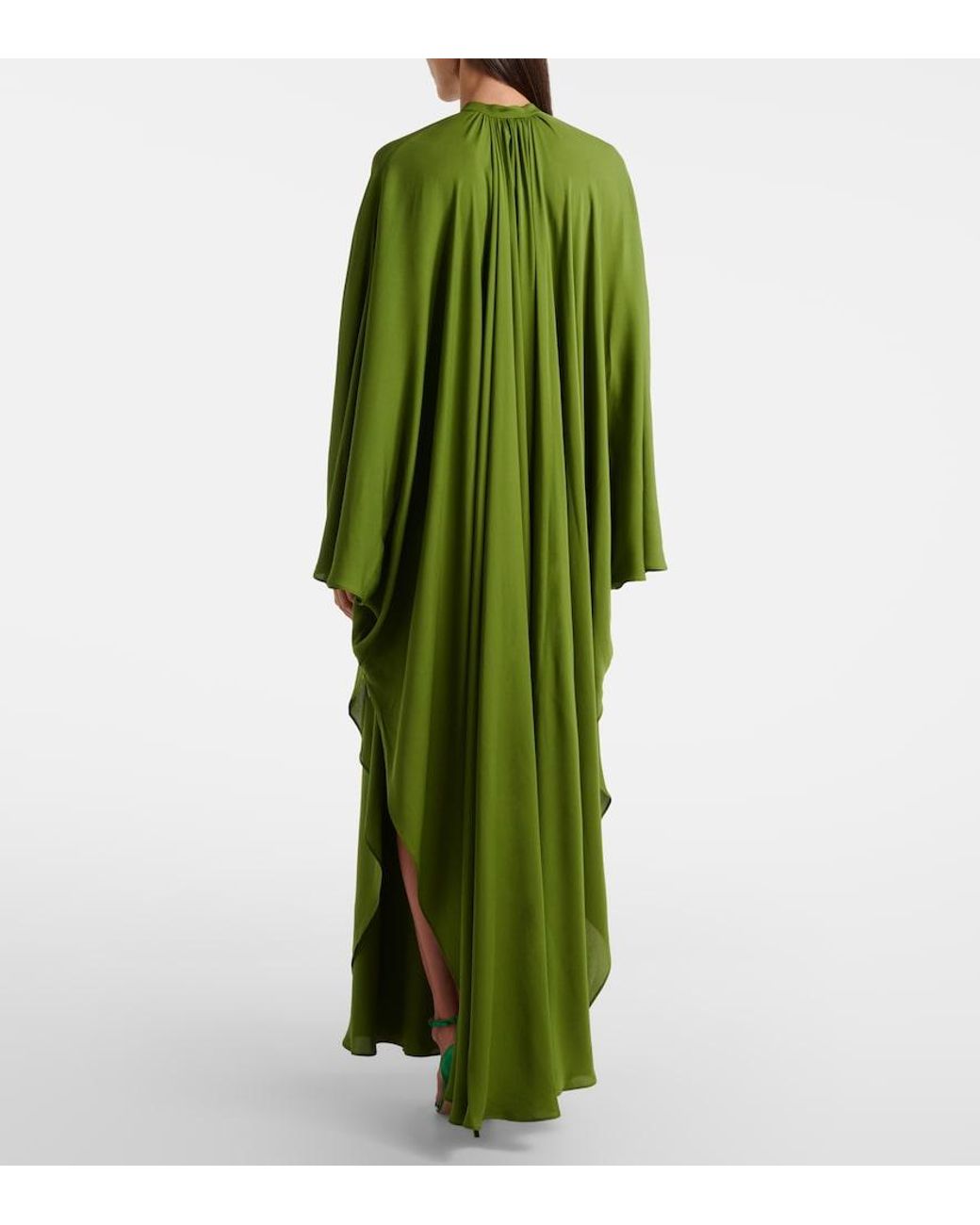 Tom Ford Green Draped Silk Georgette Kaftan