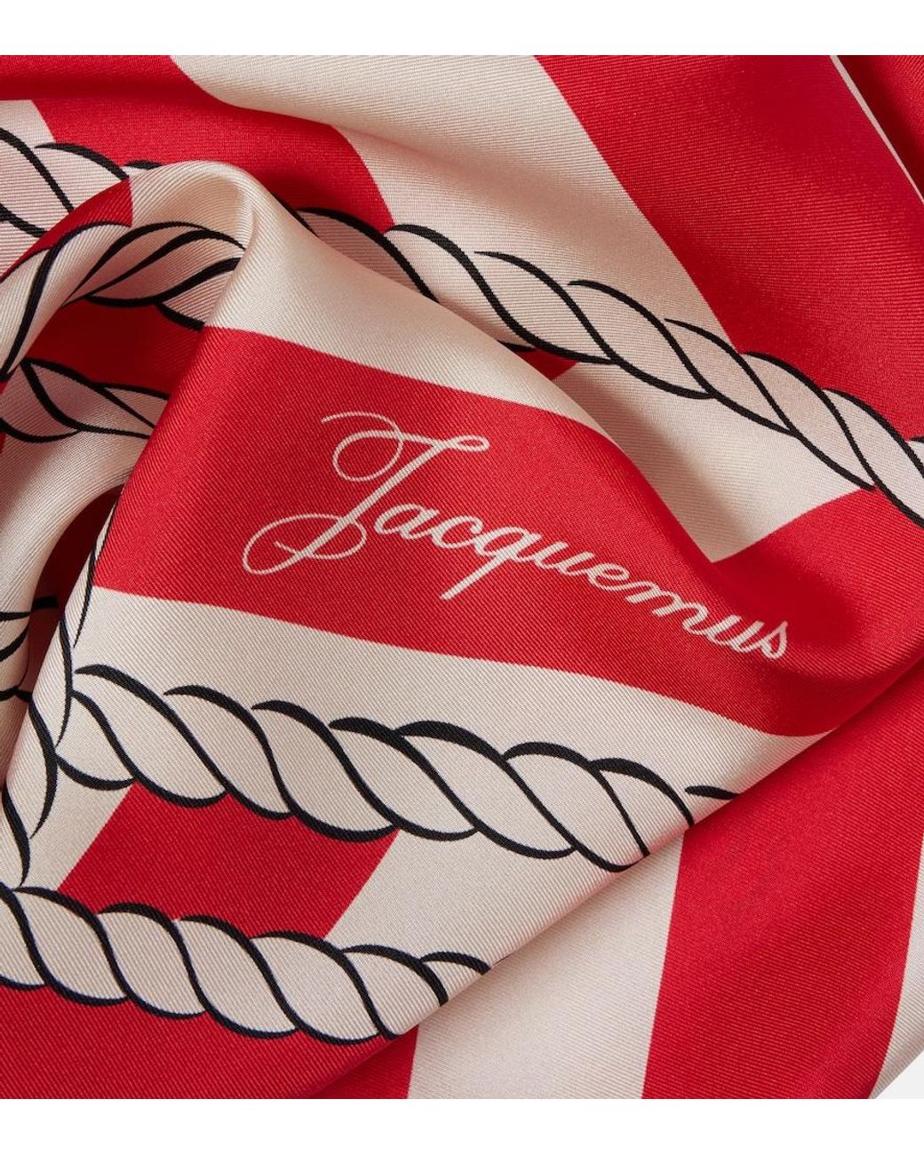 Jacquemus Red Bateau Corde Printed Silk Scarf
