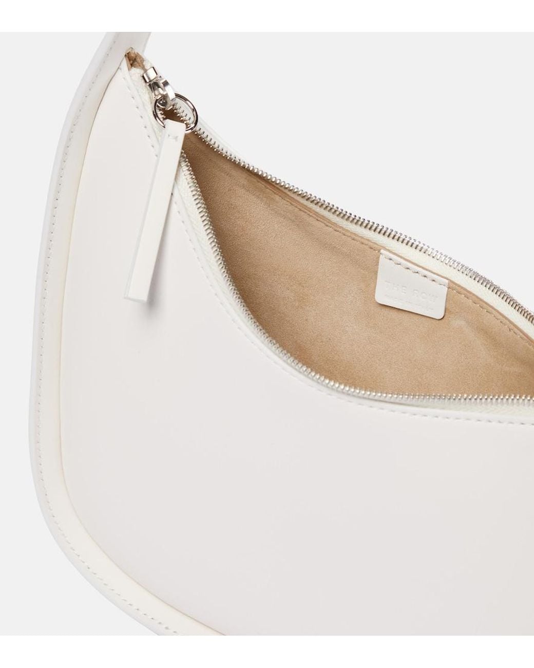 The Row White Schultertasche Half Moon Aus Leder