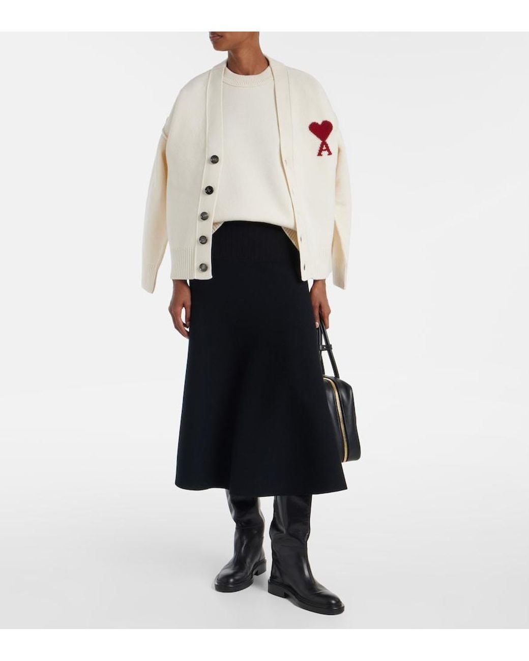 AMI White Ami De Cour Virgin Wool Sweater
