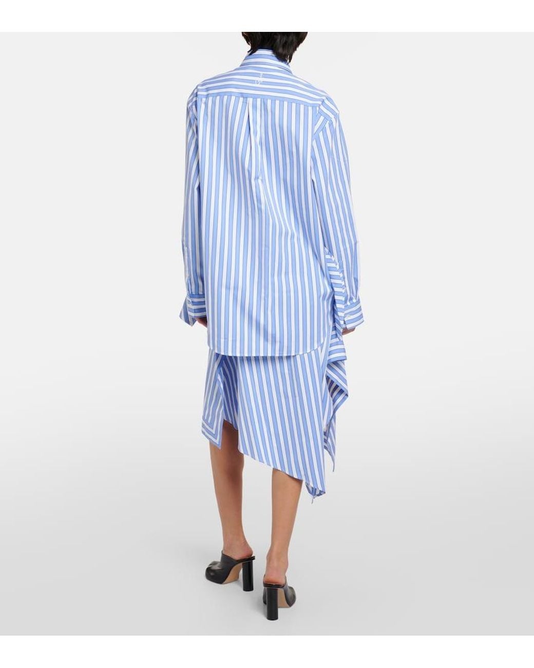 J.W. Anderson Blue Striped Peplum Cotton Shirt