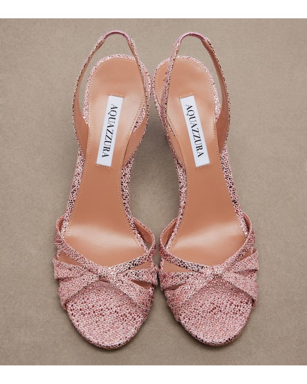 Aquazzura Pink Tati Canvas Slingback Sandals