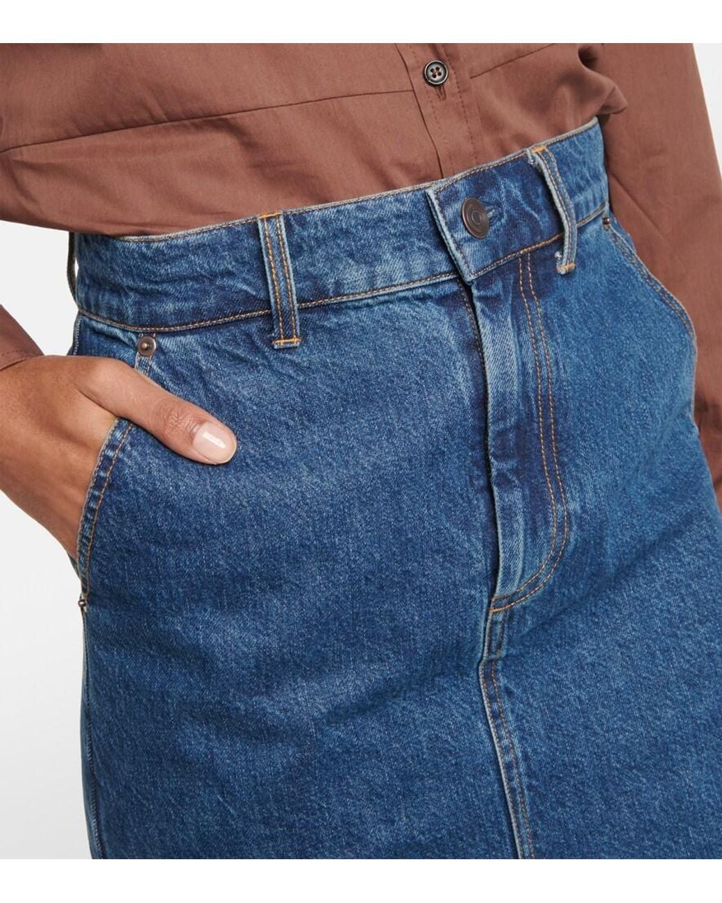 Co. Blue Denim Midi Skirt