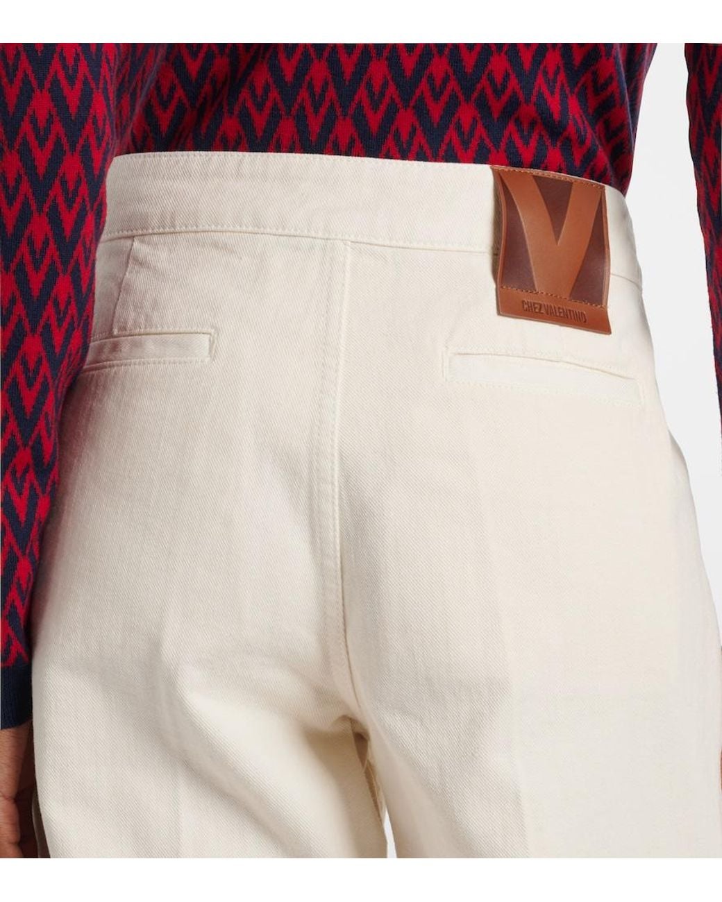 Valentino Garavani White Vgold Mid-Rise Wide-Leg Jeans