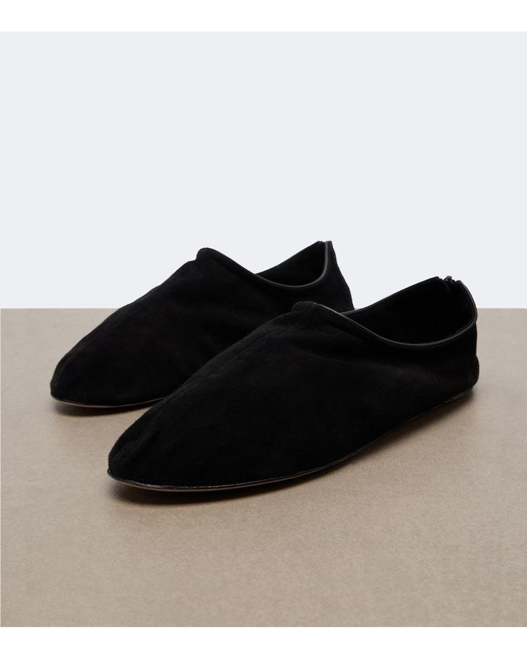 The Row Black Stellene Suede Slip-On Shoes