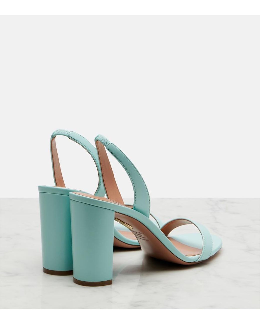 Aquazzura Blue Leather Slingback Sandals