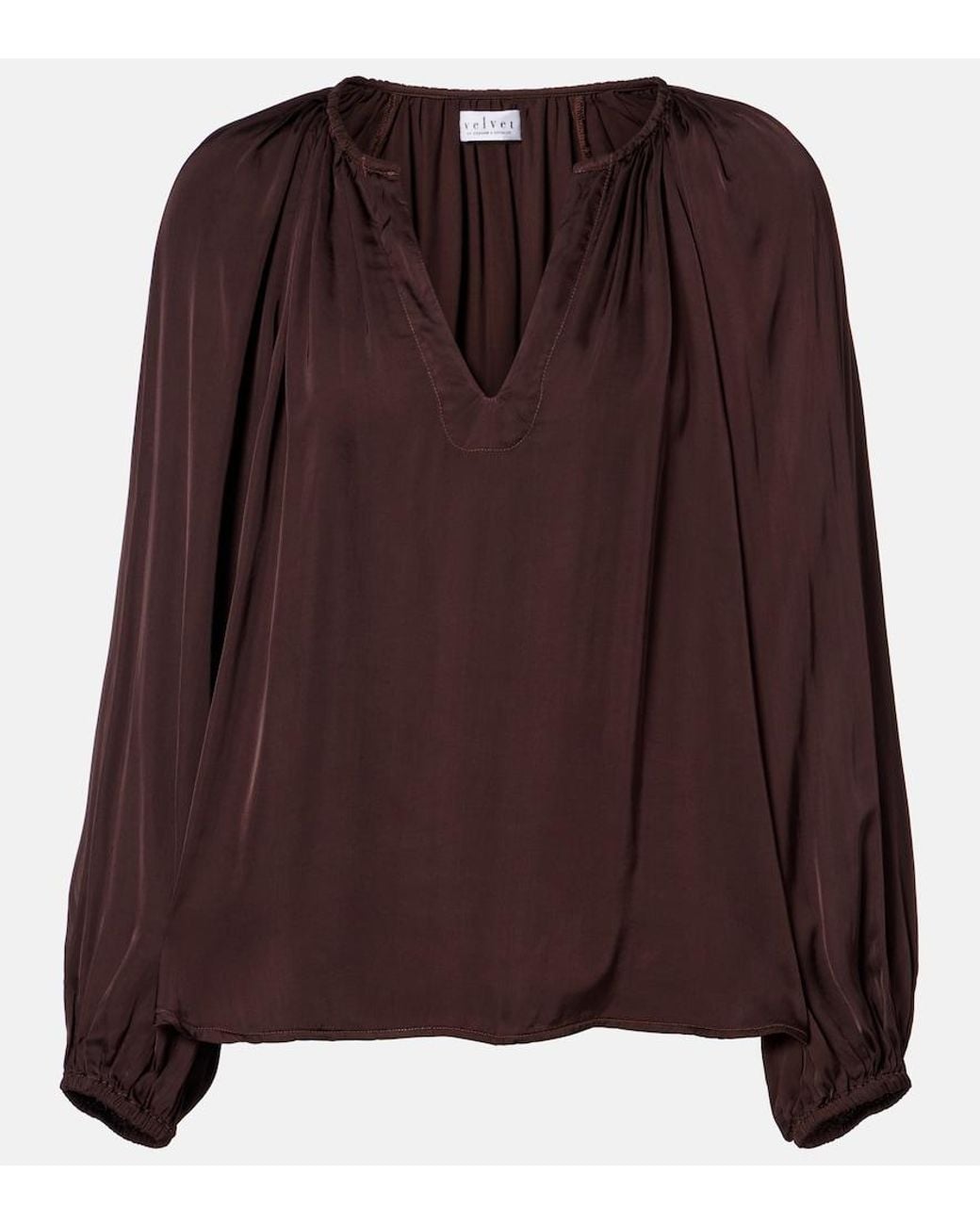 Velvet Brown Lyla Satin Blouse