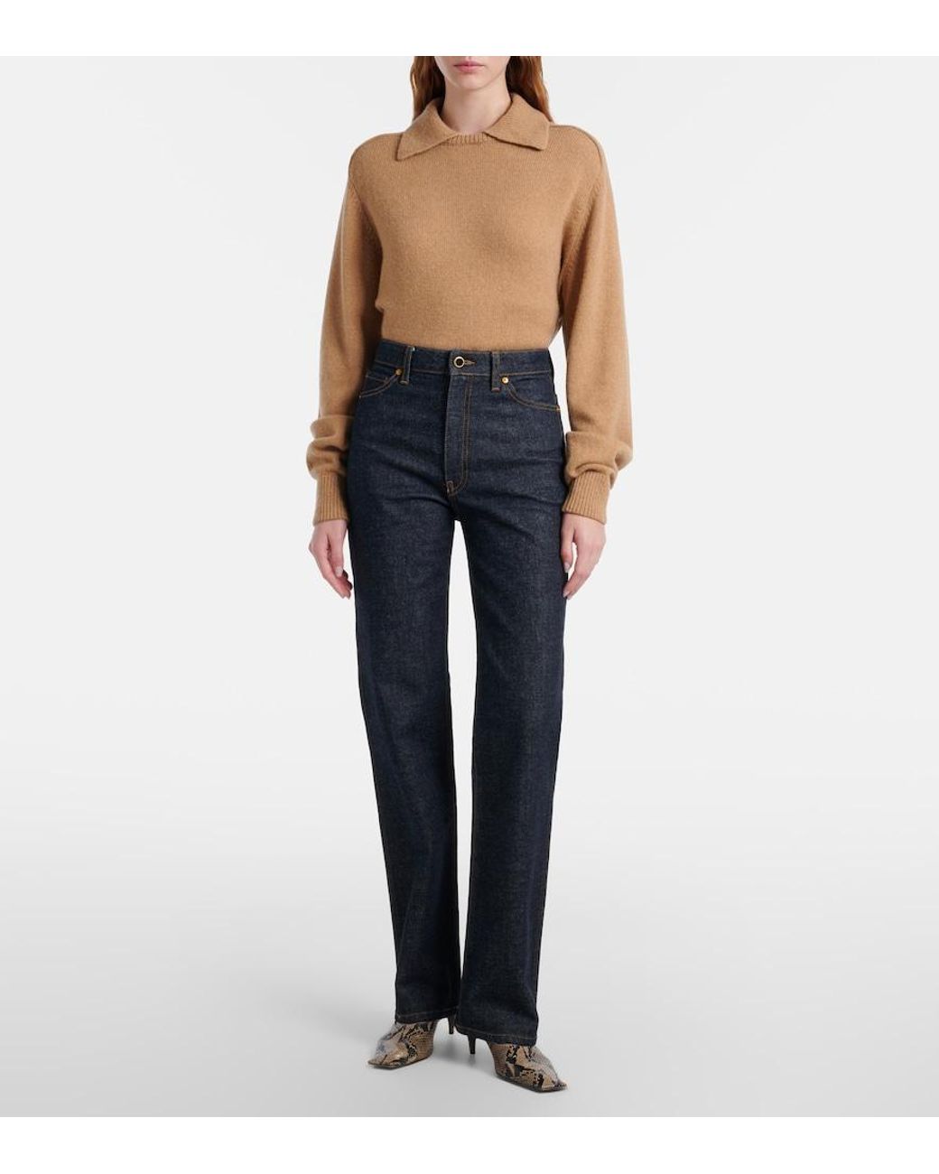 Khaite Blue Danielle High-Rise Straight Jeans