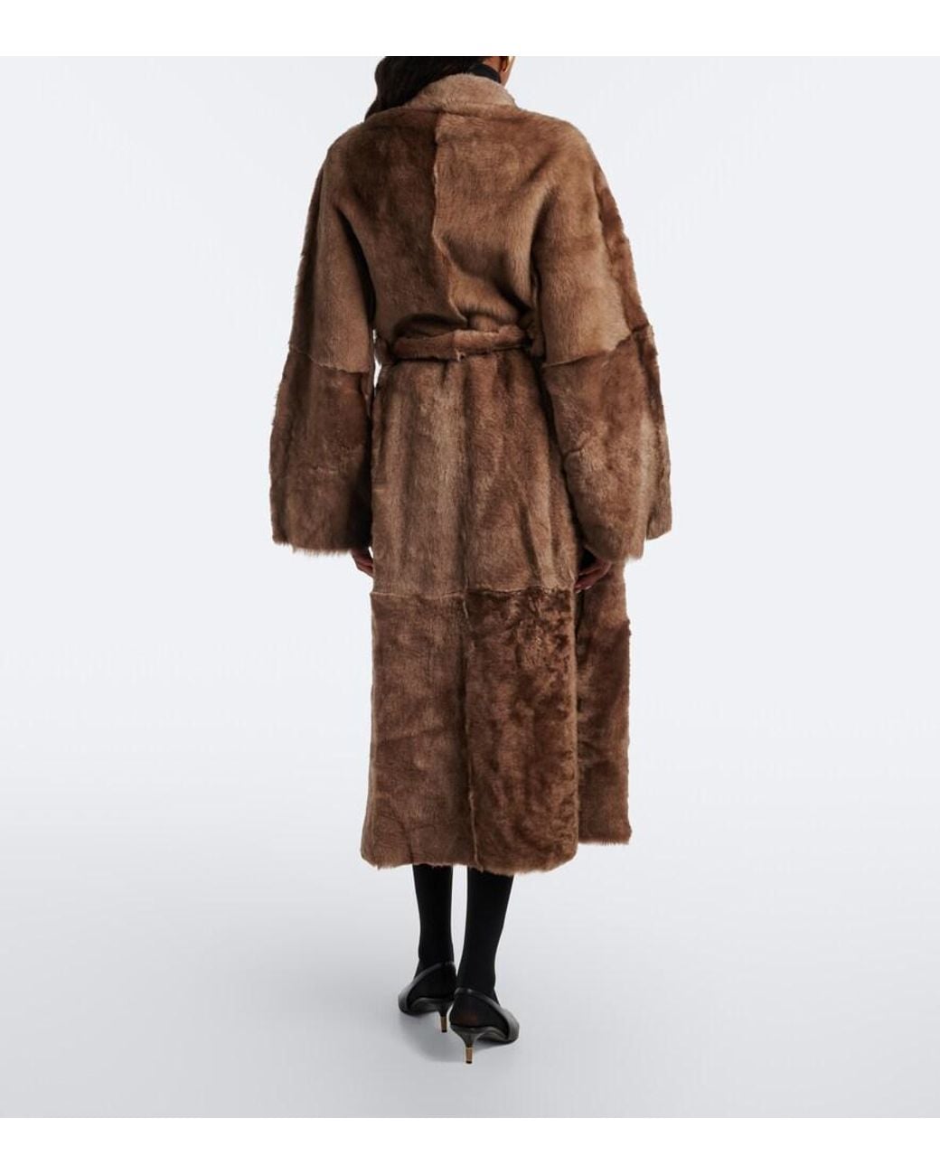 Nour Hammour Brown Davos Shearling Wrap Coat