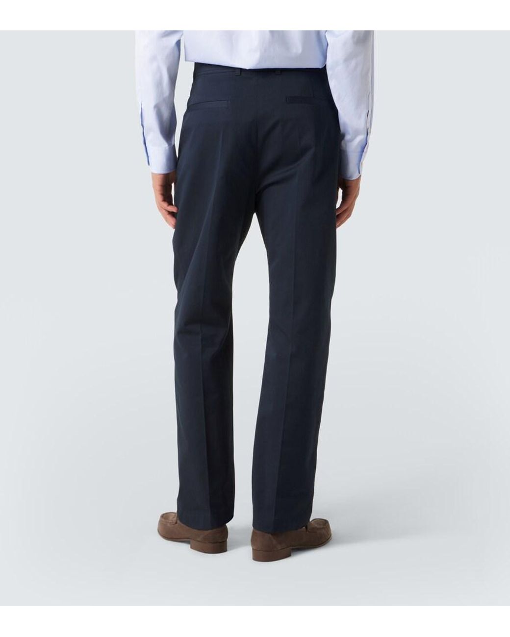 Valentino Garavani Blue Cotton Straight Pants for men