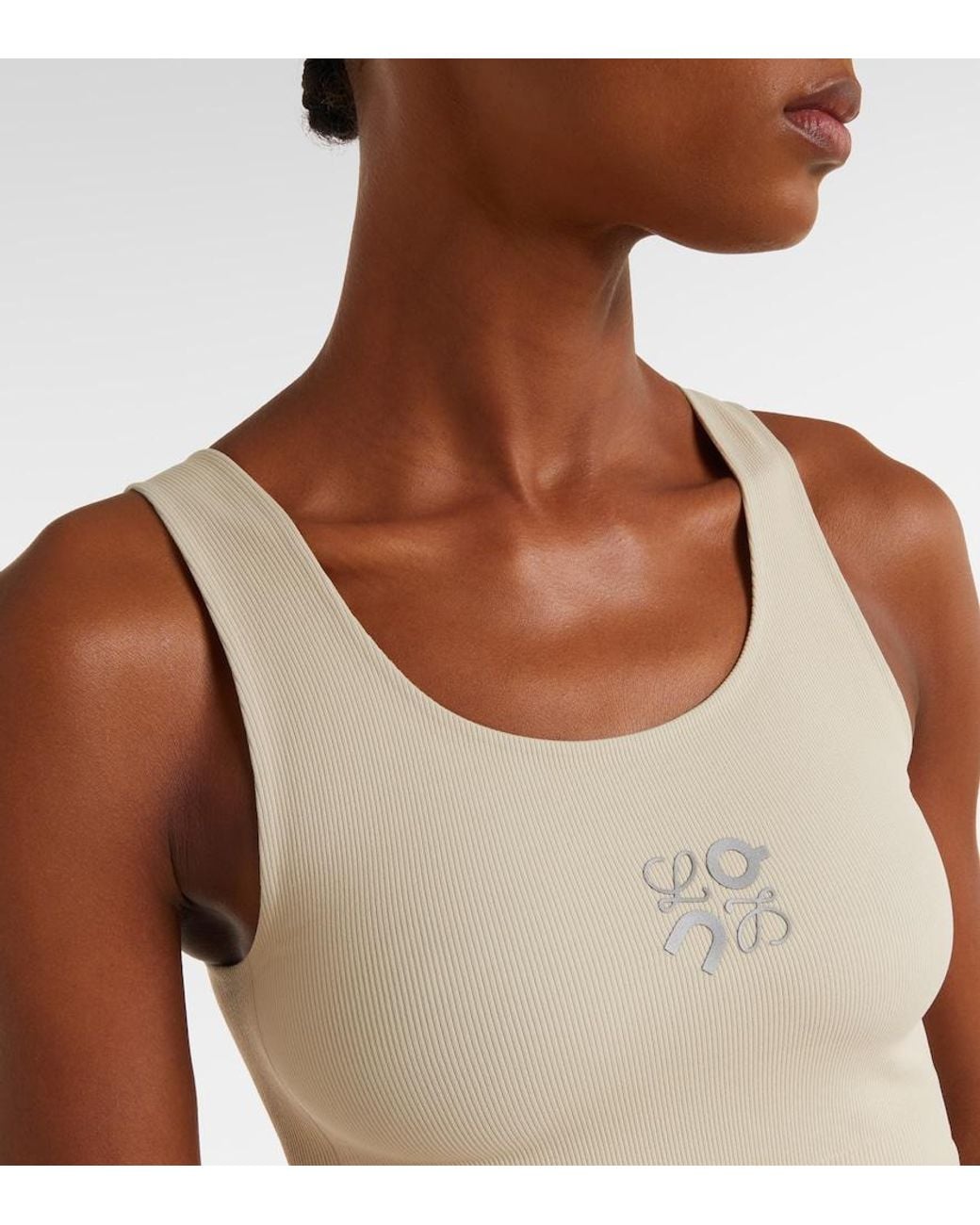 Loewe White X On Ribbed-Knit Sports Bra