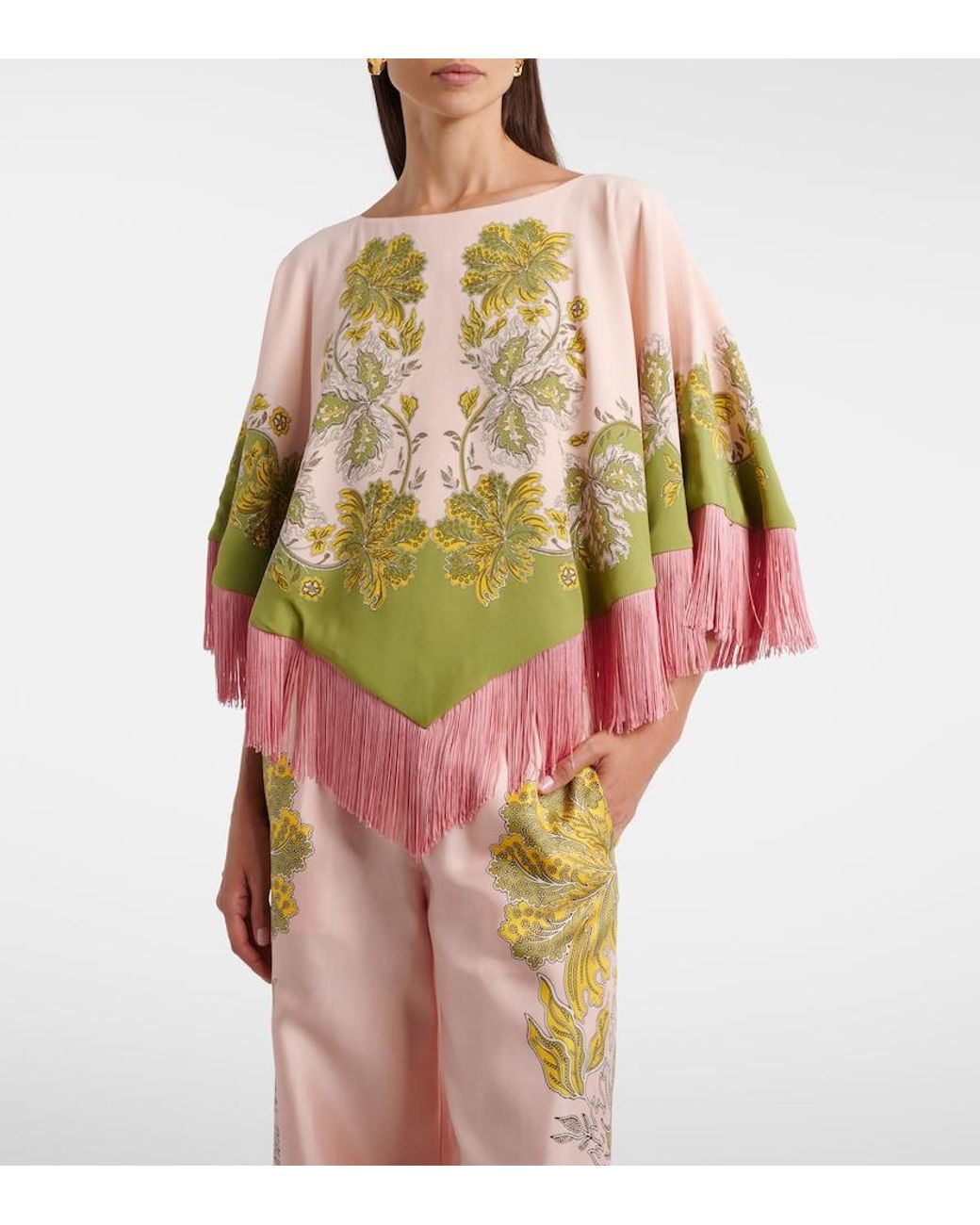 LaDoubleJ Multicolor Swathe Placee Reversible Satin Poncho