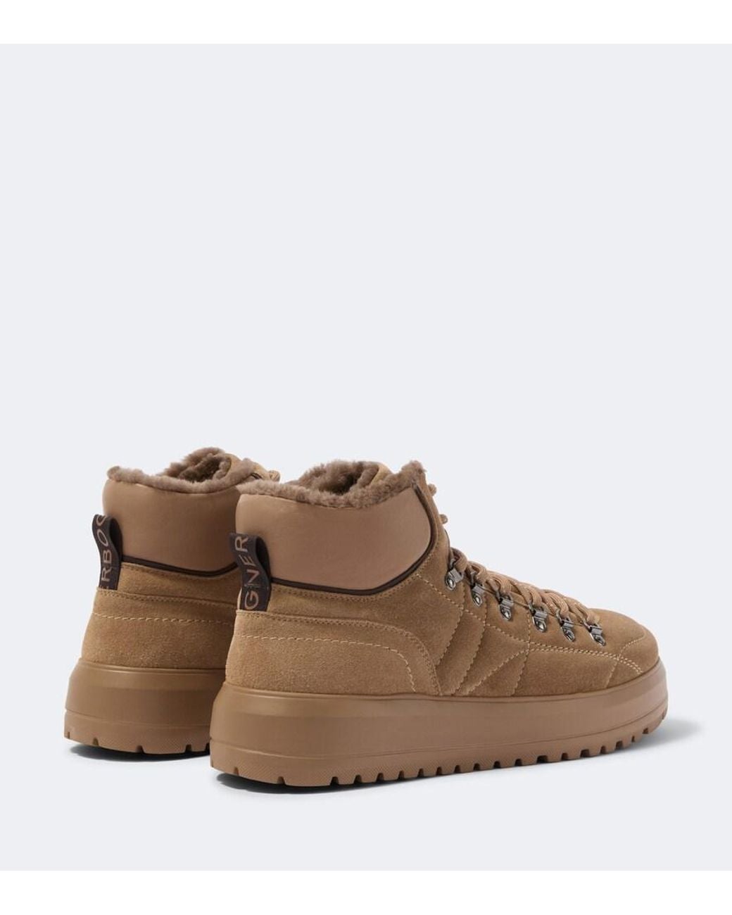 Bogner Brown Antwerp Shearling-Lined Suede Lace-Up Boots for men