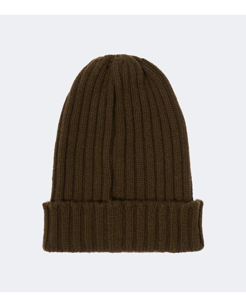 Thom Sweeney Green Ribbed-Knit Cashmere Beanie for men