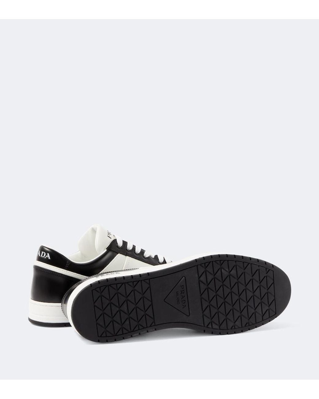 Prada White Downtown Colour-Block Leather Sneakers for men