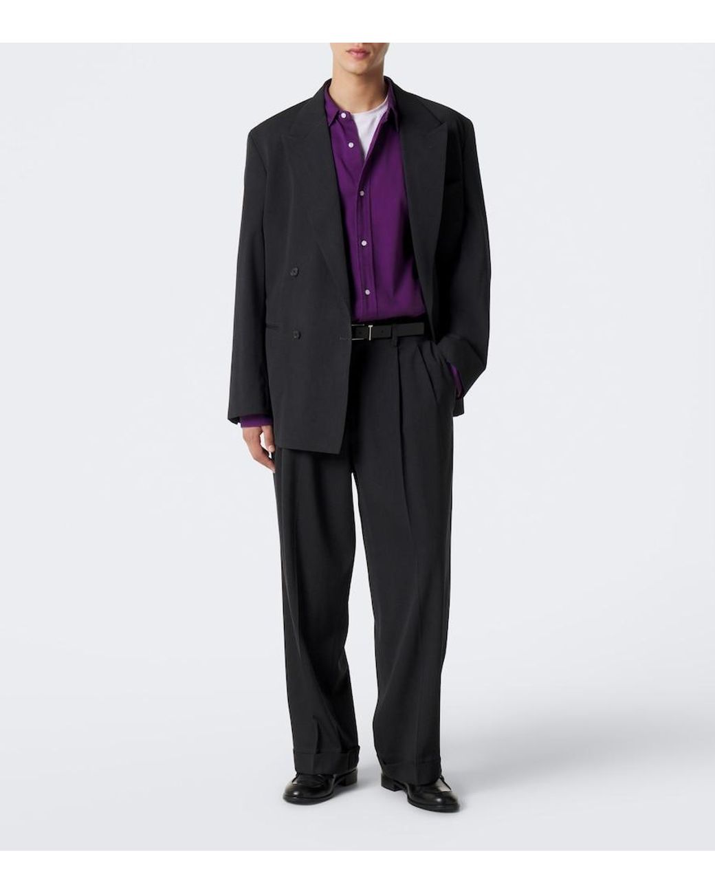 A.PRESSE Black Wool Straight Pants for men