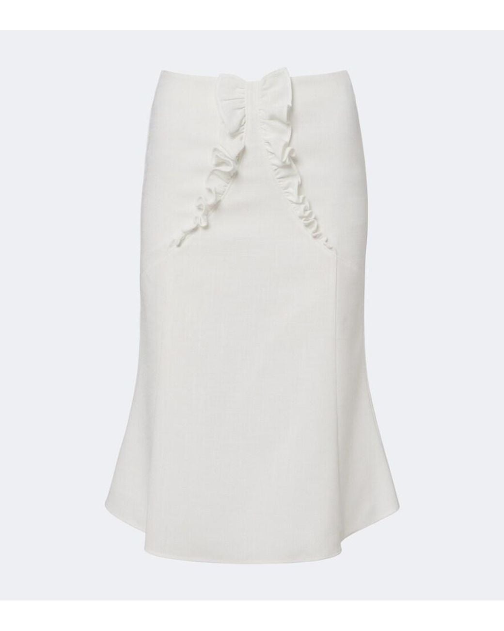 ShuShu/Tong White Bow-Detail Ruffled Midi Skirt