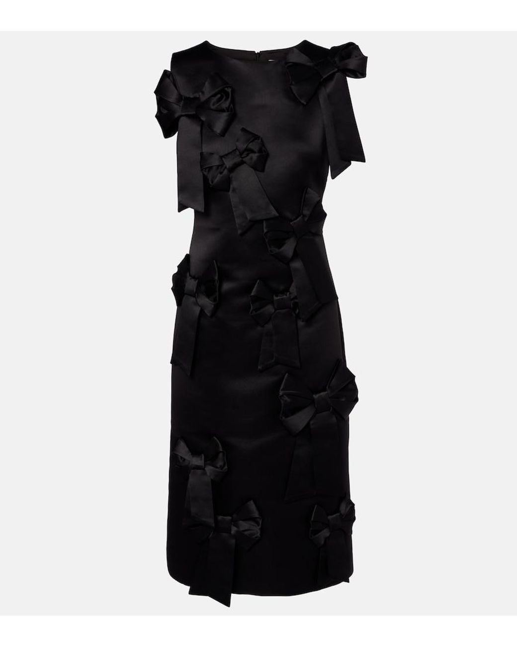 Ganni Black Bow-Detail Satin Cocktail Dress