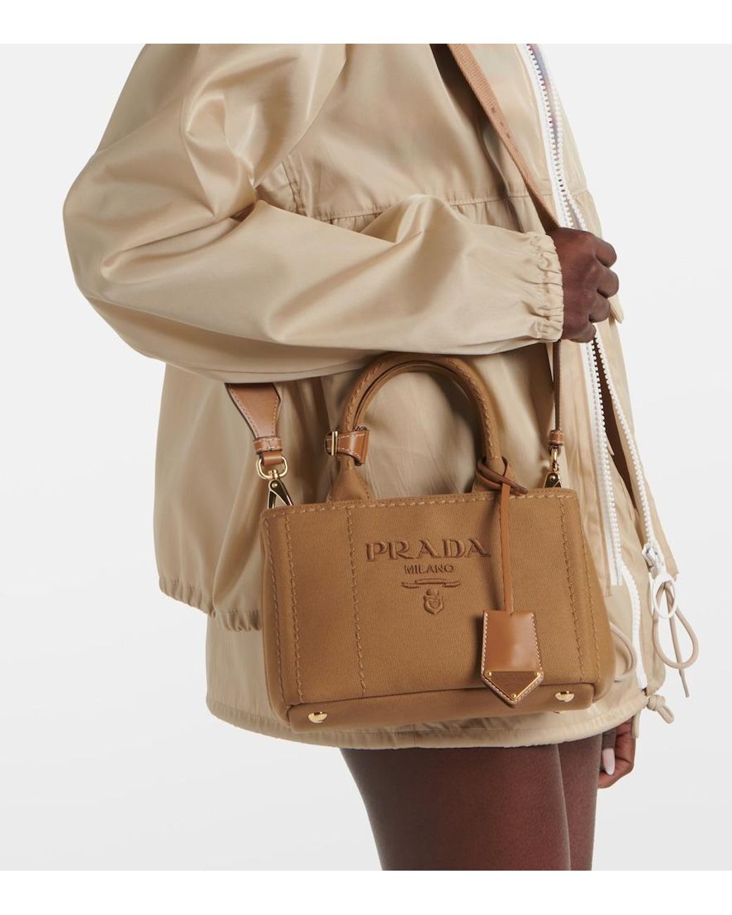 Prada Brown Jardiniere Mini Canvas Tote Bag