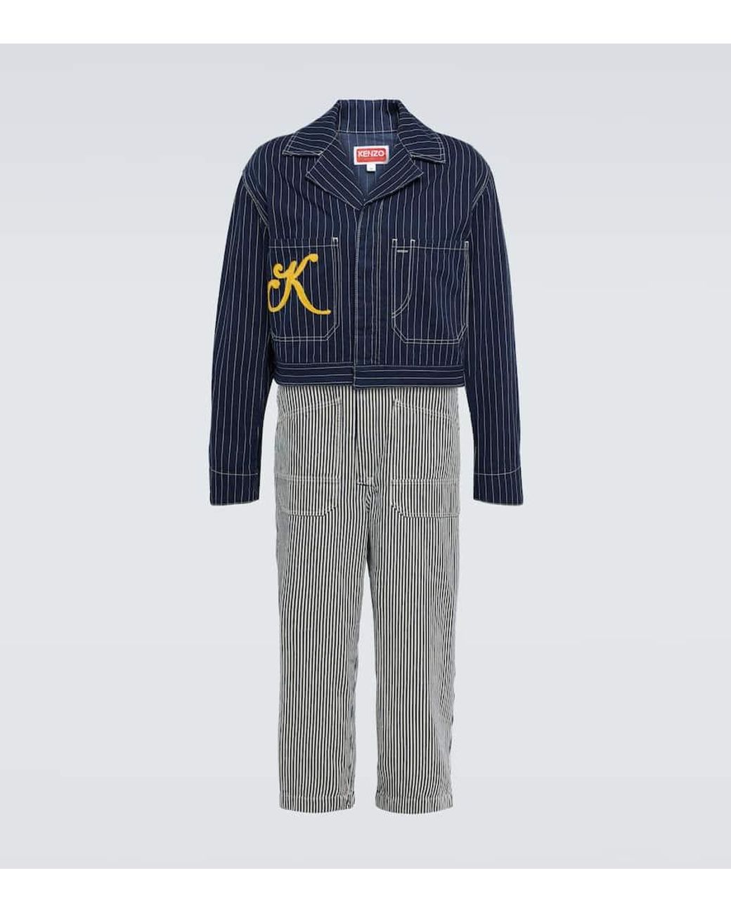 KENZO Sailor Striped Denim Jumpsuit in Blue for Men | Lyst