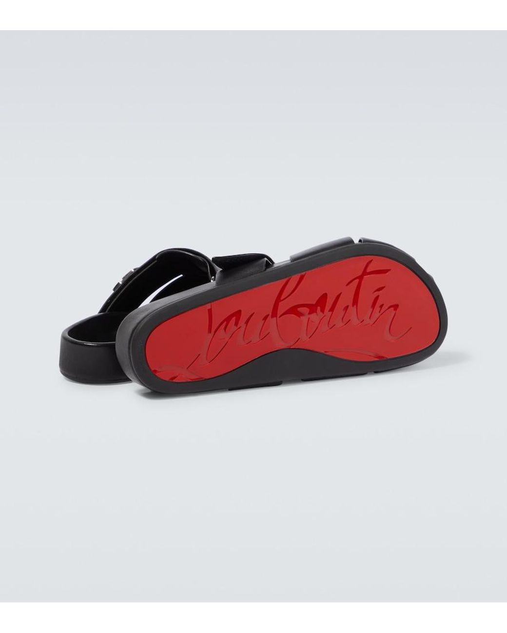 Christian Louboutin Black Abubizz Leather Slippers for men