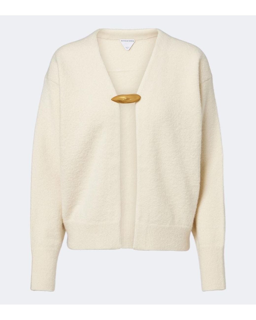 Bottega Veneta Natural Embellished Cashmere, Wool, And Silk Cardigan