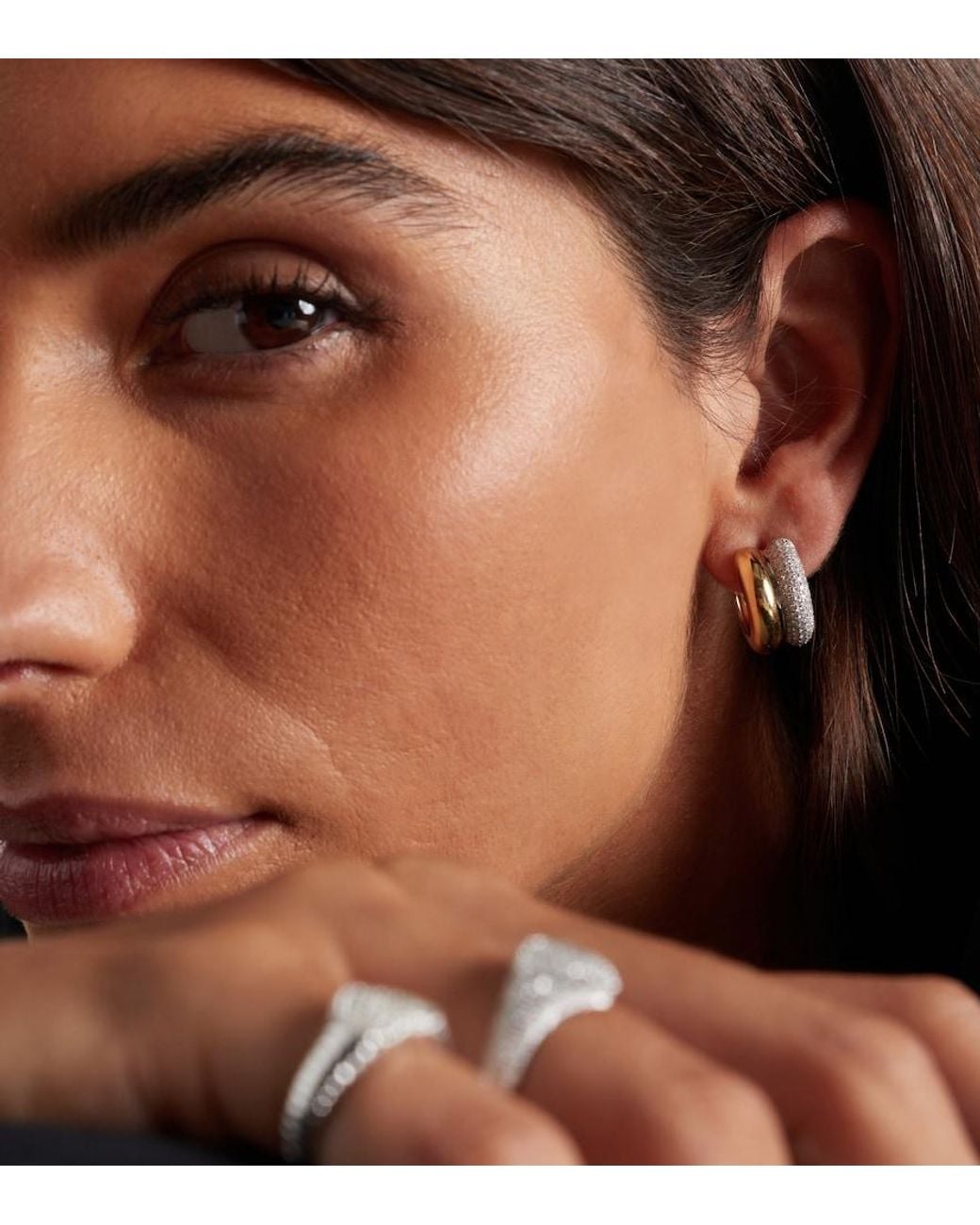 Yvonne Léon White 9Kt And Hoop Earrings With Diamonds