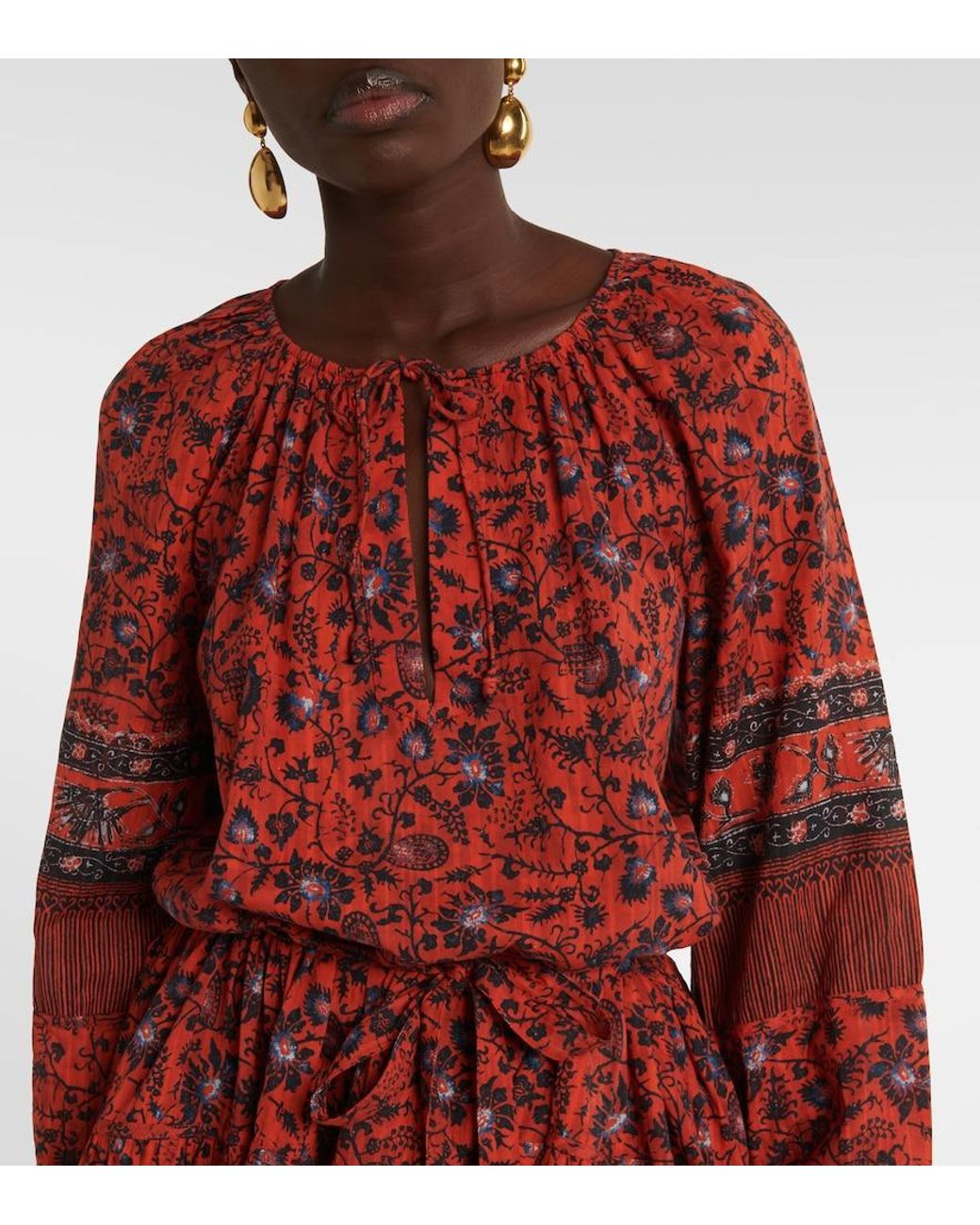 Ulla Johnson Red Abri Floral Cotton-Blend Minidress