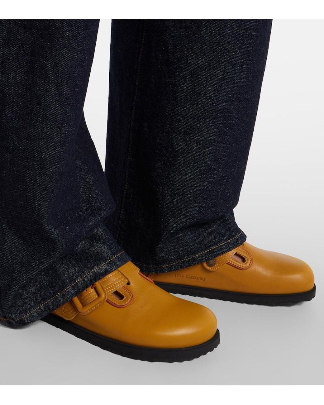Birkenstock Yellow Boston Leather Clogs