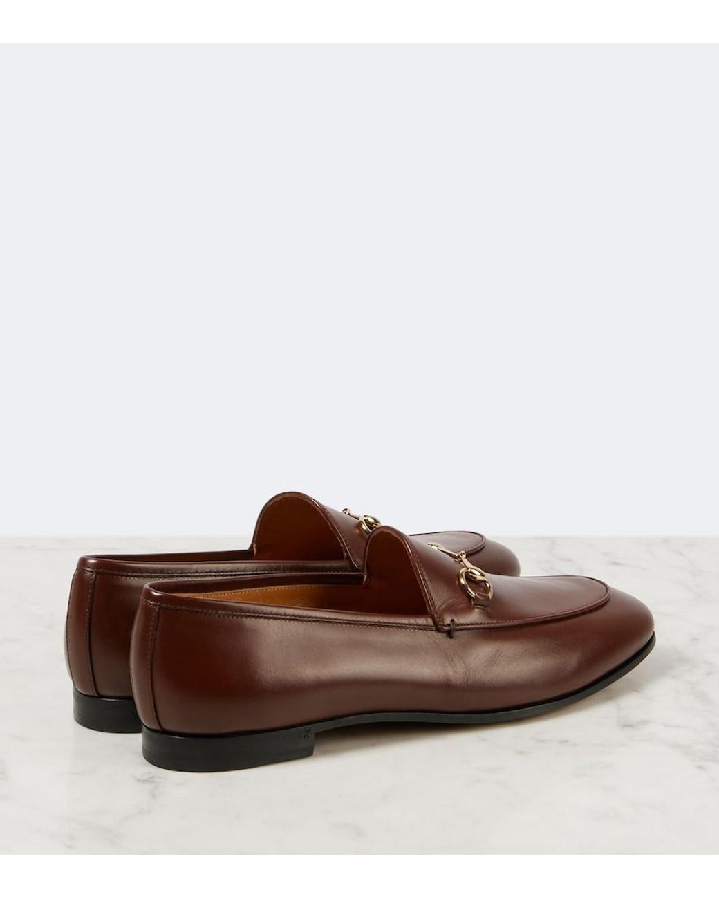 Gucci Brown Jordaan Horsebit Leather Loafers