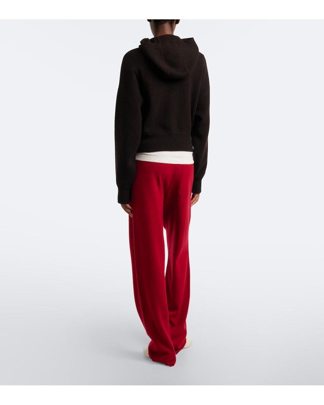 Extreme Cashmere Red N°320 Rush Cashmere-Blend Wide-Leg Pants