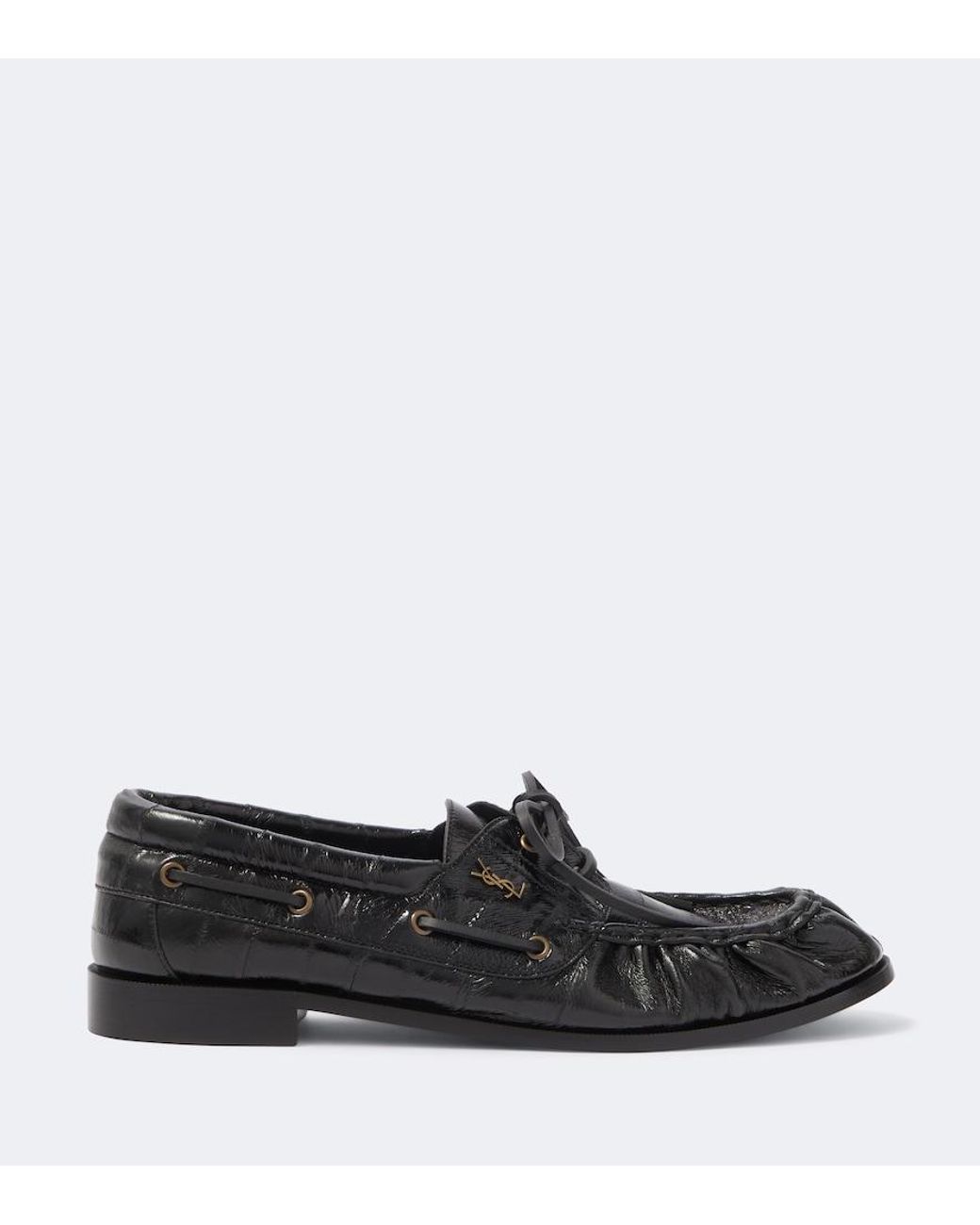 Saint Laurent Black Le Loafer Leather Boat Shoes for men