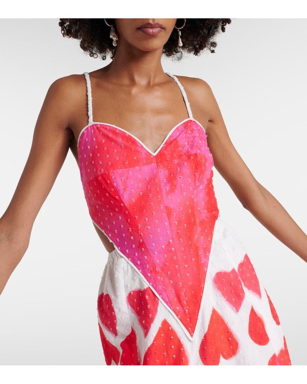 FARM Rio Painted Hearts Cotton Maxi Dress in Red | Lyst