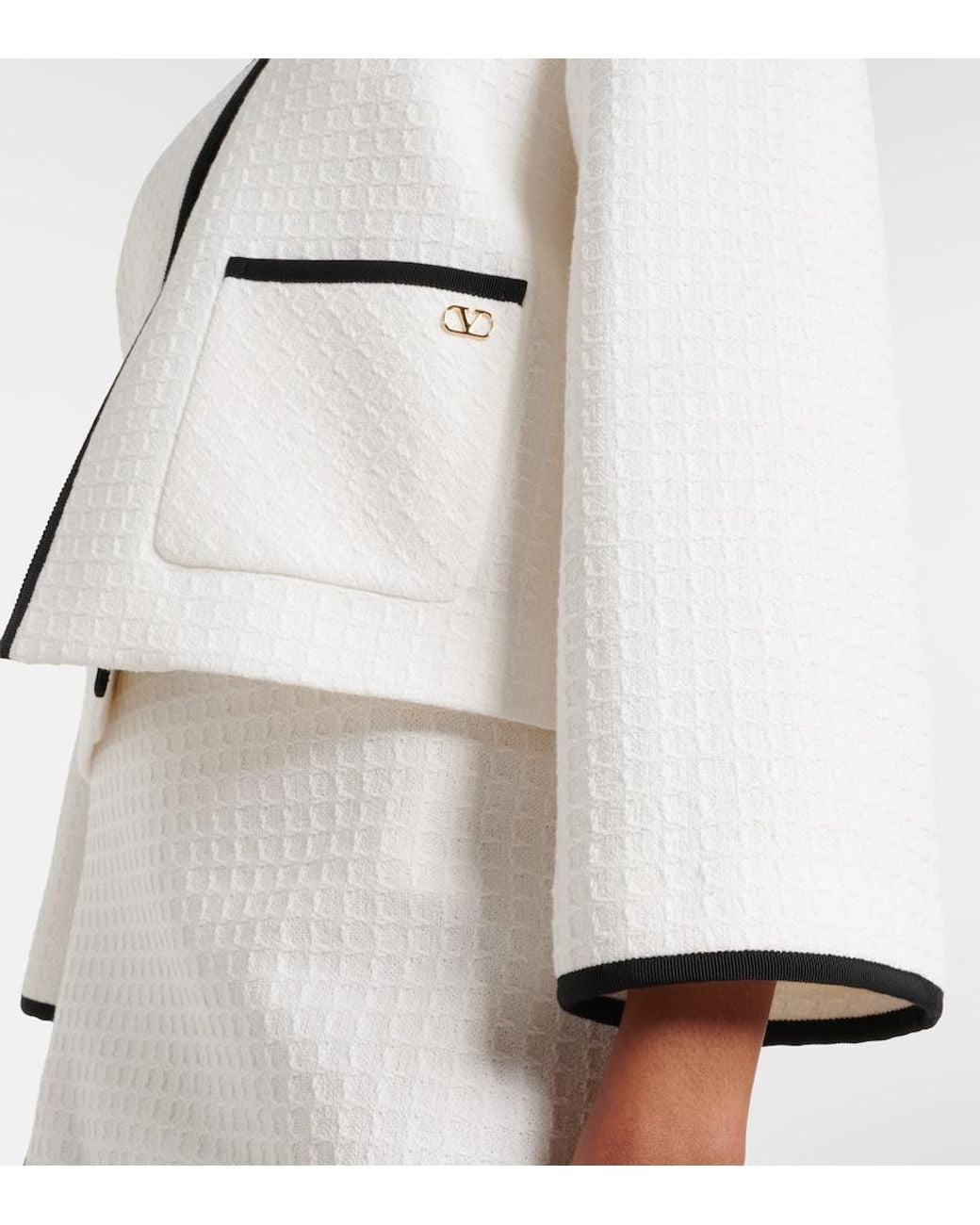 Valentino Garavani White Cotton Tweed Jacket