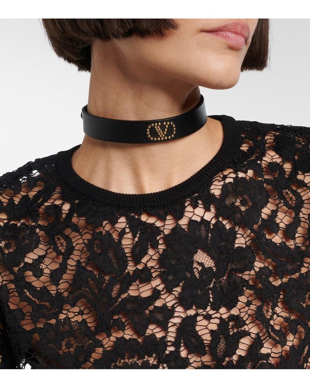 Valentino Garavani Black Floral Lace Top