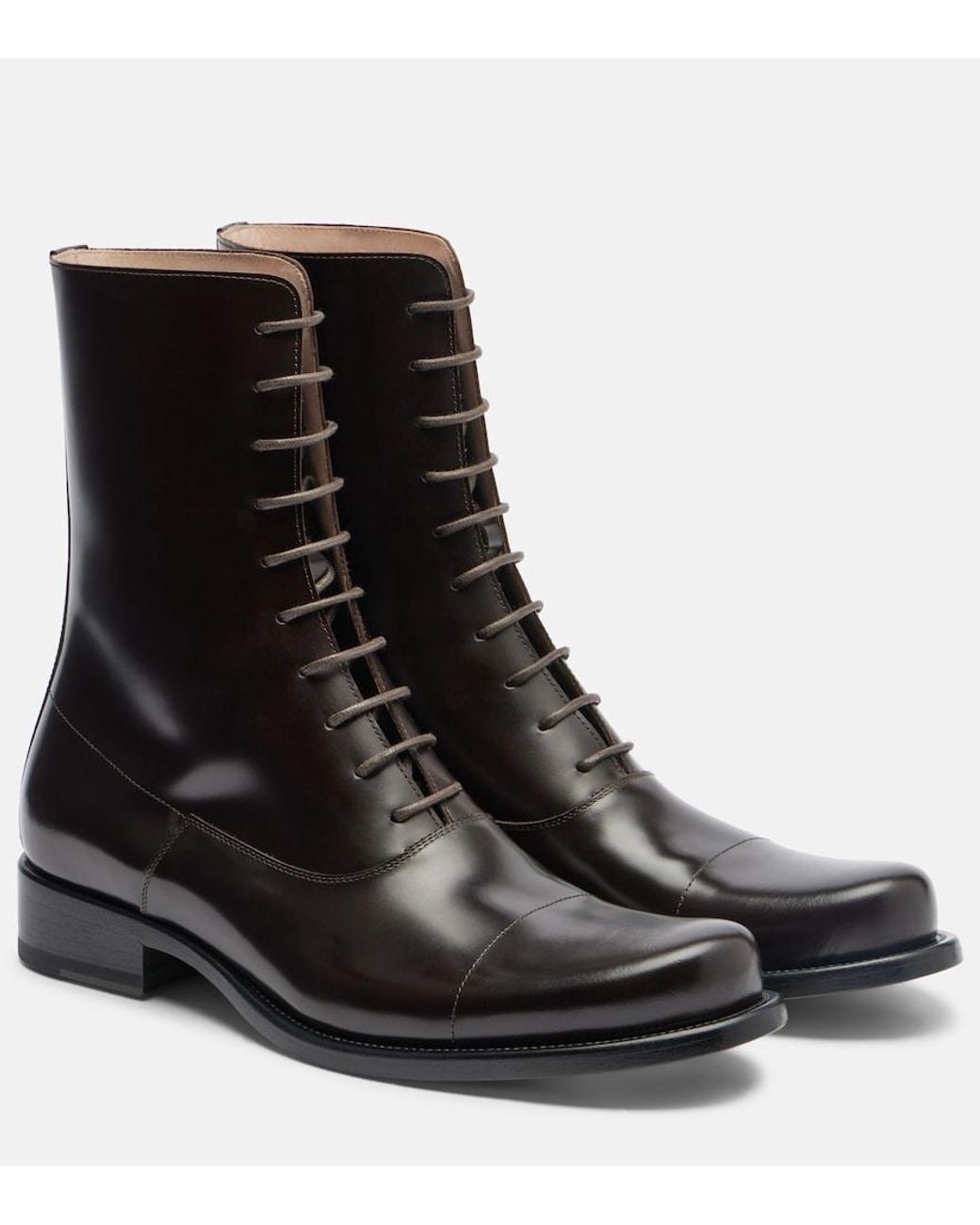 The Row Black Kai Leather Lace-Up Boots