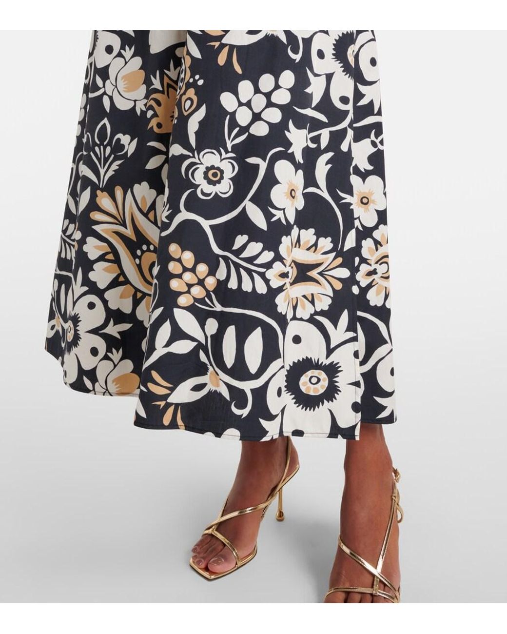 LaDoubleJ Black Breakfast Ruffled Cotton Poplin Midi Dress