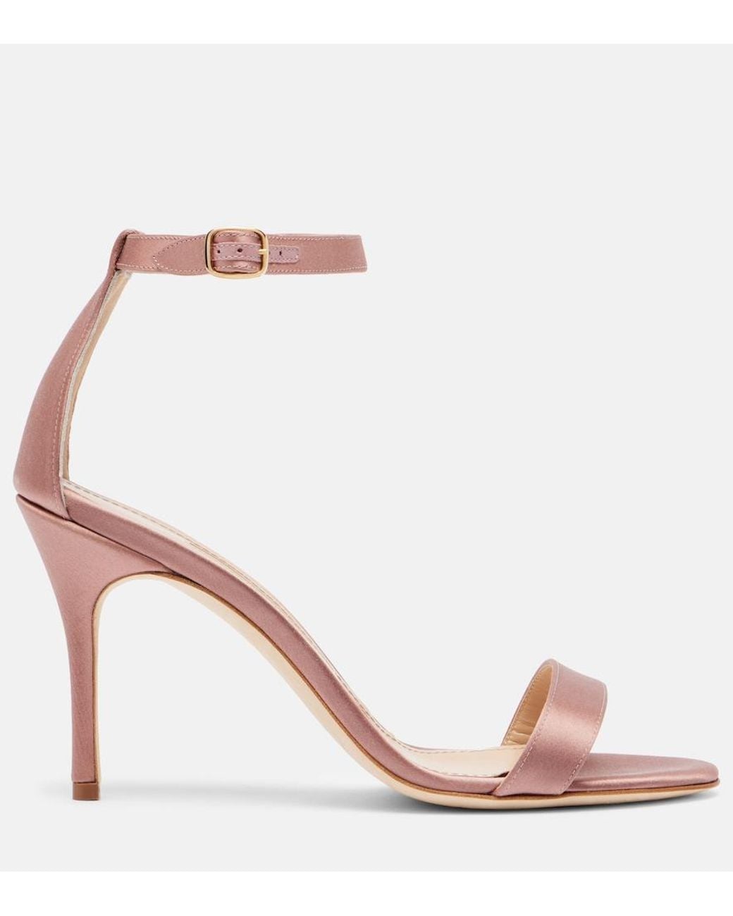 Manolo Blahnik Pink Chaos Satin Sandals